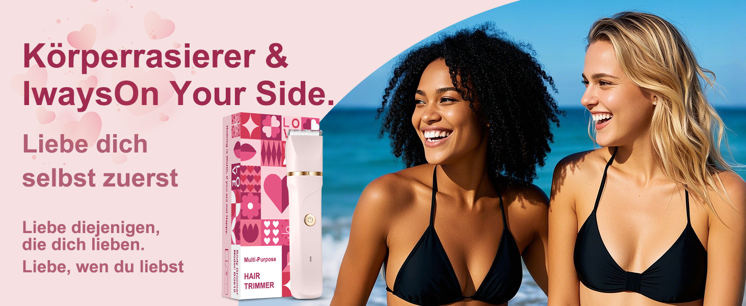 Електричний жіночий тример 3-в-1 для тіла та обличчя, водонепроникний, рожевий