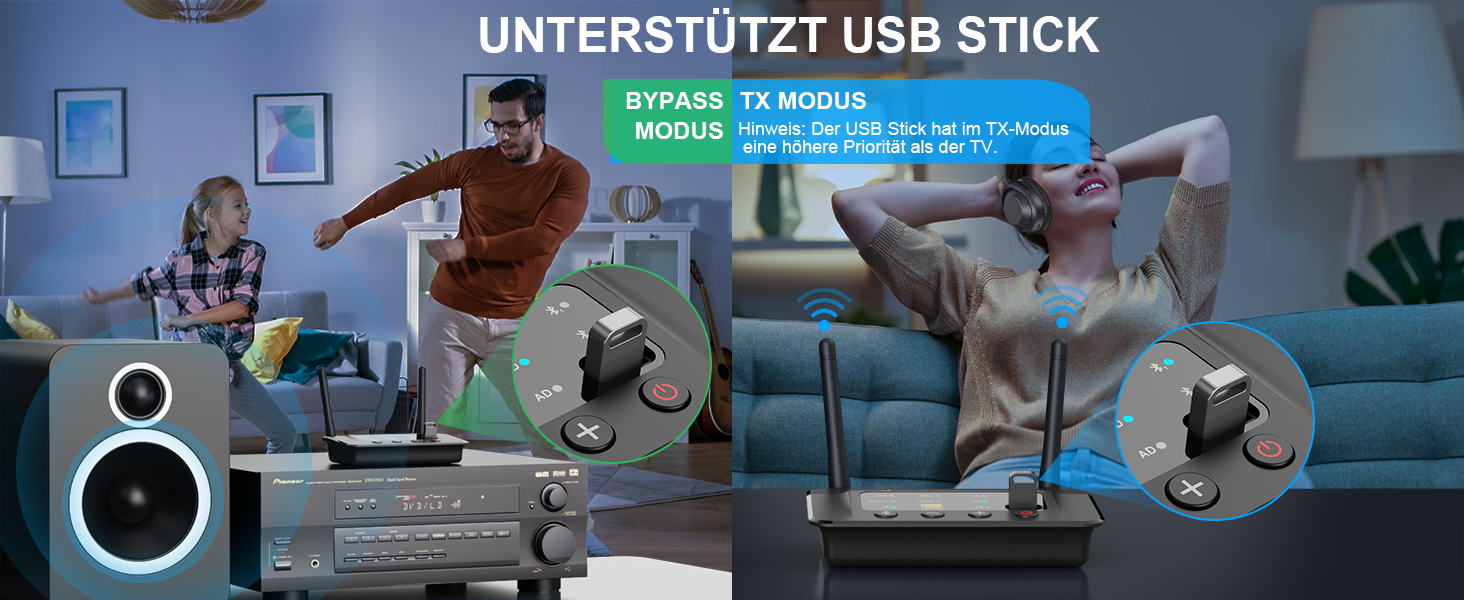 Bluetooth 5.3 трансмітер та ресивер 1Mii B03S для телевізора та стереосистеми