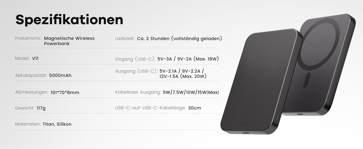 Power Bank Магнітний 10000 mAh PD20W: Бездротовий зарядний пристрій з USB-C для iPhone 17/16/15/14/13 та Apple Watch (Помаранчевий)