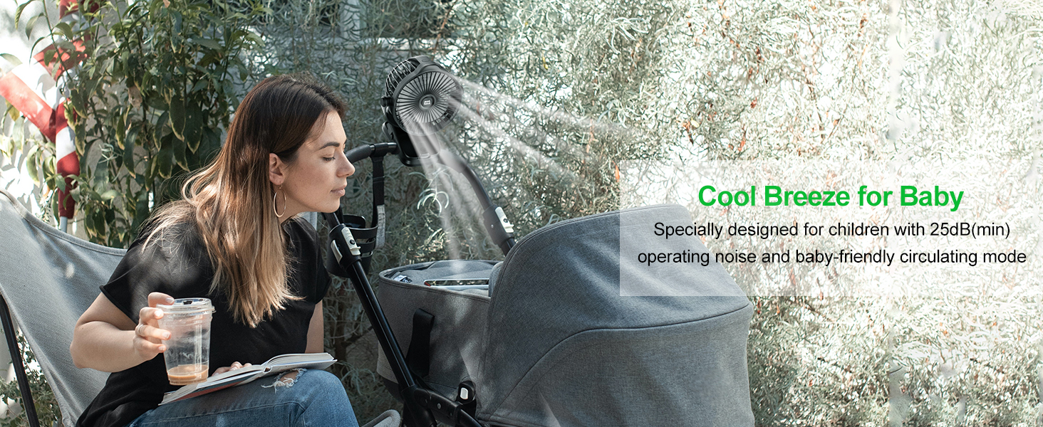 Портативний міні-вентилятор Minthouz з кліпсою, 8000mAh, 5 швидкостей, тихий, для дому, офісу, кемпінгу, дитячої коляски