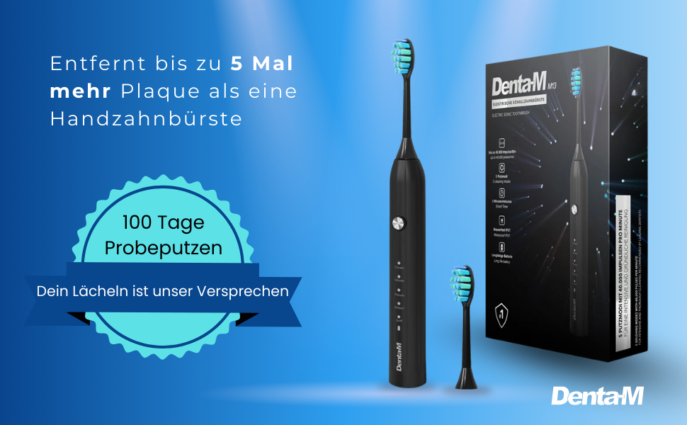 Електрична звукова зубна щітка Black Edition з 5 режимами та акумулятором на 120 днів - ультразвукова щітка зі смарт-насадкою, 100 днів гарантії повернення коштів