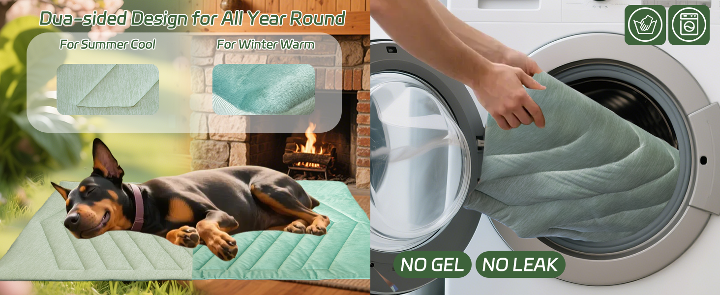 Кілим-охолодження для собак UIQELYS, зелений, без гелю, з тканини та велюру, миється, 45x75 см