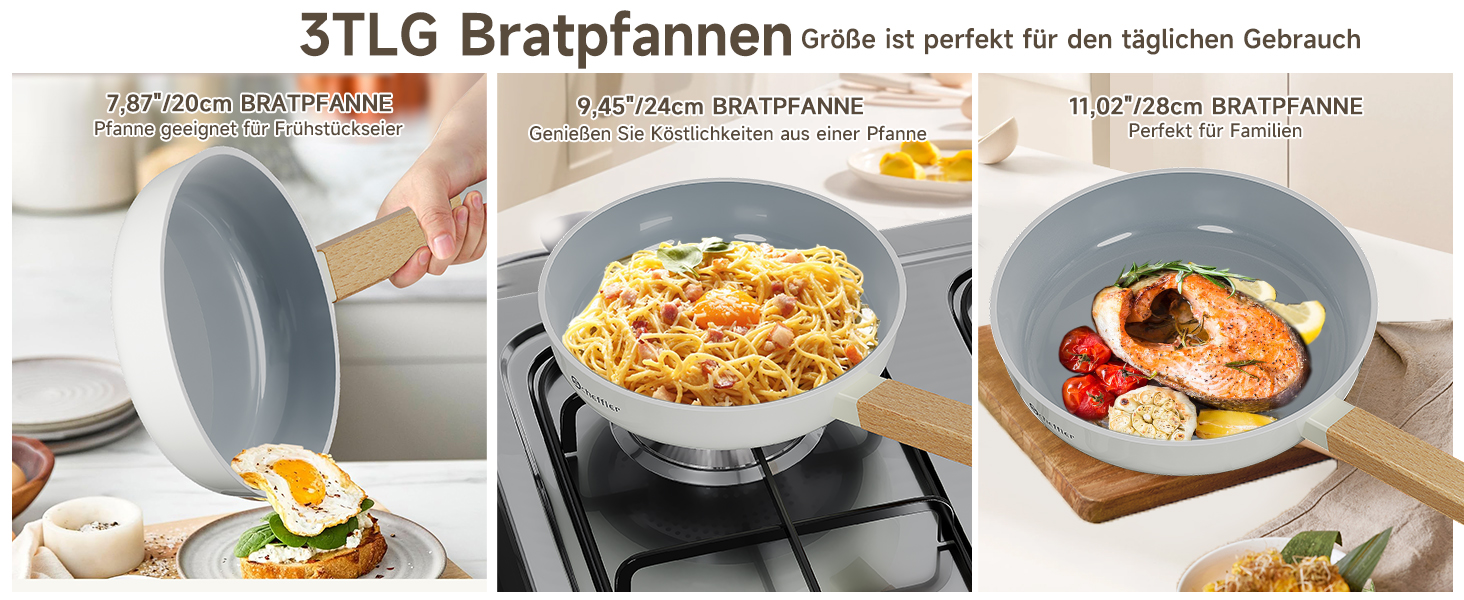 Scheffler Nonstick Fry Pan Set - 20/24/28cm - Compatible with All Cooktops