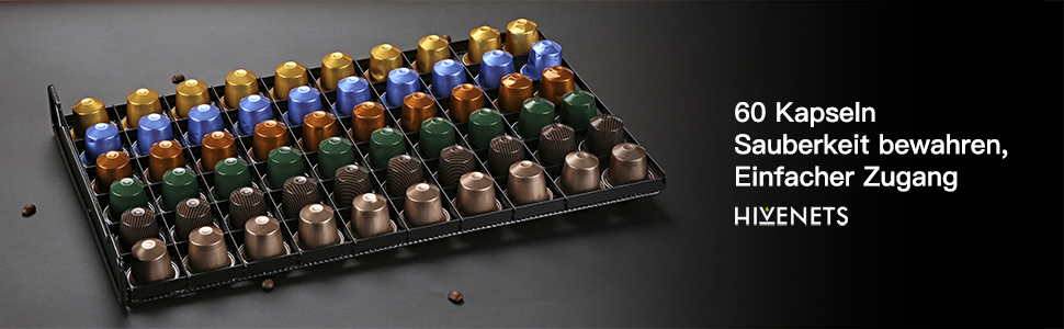 Утримувач для капсул кави HiveNets, коробка-висувна для Nespresso, на 60 капсул, червоний (Getaway Solids)