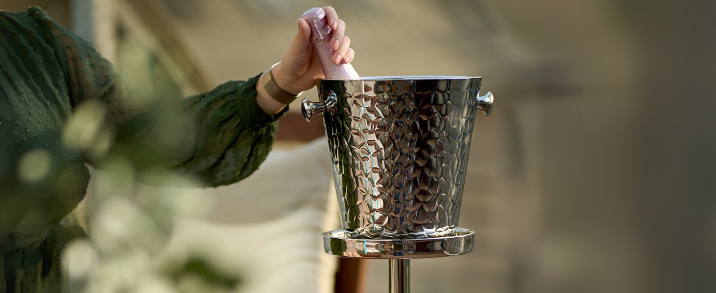 Охолоджувач для шампанського EDZARD Capri, золотий, для 1 пляшки, з підставкою, для вина, шампанського та льоду