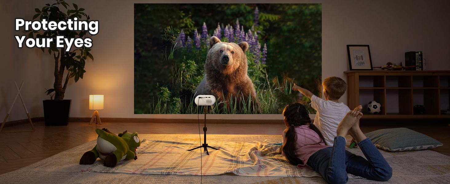 Портативний проєктор Mini Beamer 1080p з Wi-Fi та Bluetooth, сумісний з HDMI, смартфоном, USB, TV-Stick. Ідеально для домашнього кінотеатру та спальні. Чорний (Бежевий)