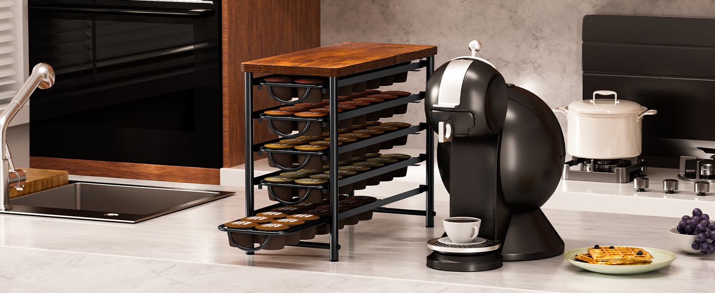Тримач для капсул кави Dolce Gusto, 5-ярусний металевий ящик для капсул з тихими направляючими та антиковзними ніжками (на 72 капсули)