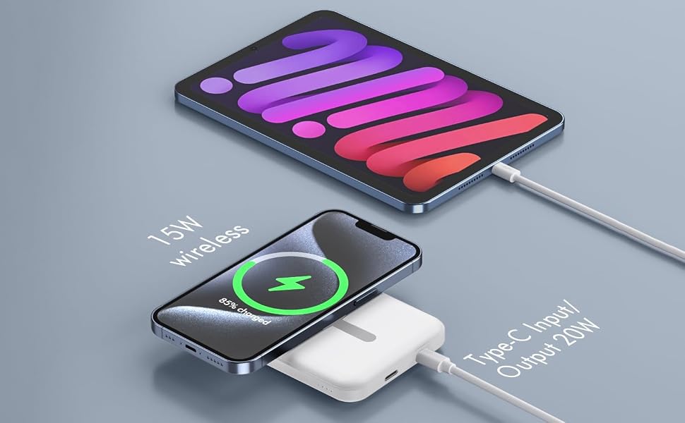 Магнітний бездротовий Power Bank 10000mAh 20W з швидкою зарядкою для iPhone 17/16/15/14/13/12 Pro Max, зовнішній акумулятор (XX-Large)