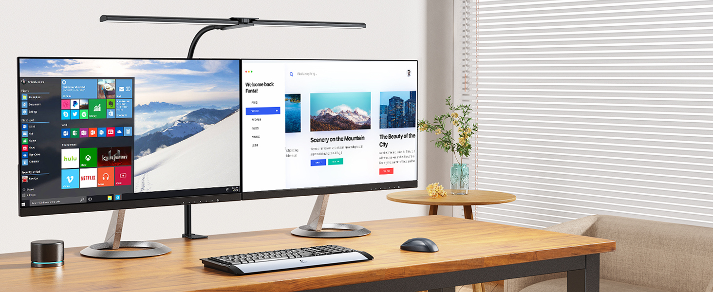 LED Desk Lamp with Adjustable Gooseneck - Dual Head, 1200 Lumens, Eye Protection for Home Office & Study - Black with 5 Color Temperature/Brightness Levels