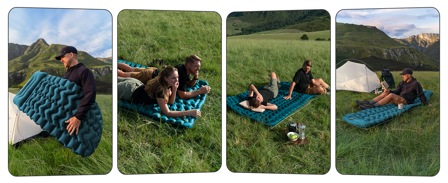 Килимок для кемпінгу Naturehike, ультралегкий надувний, з інтегрованою помпою, для велосипедних походів та наметів, односпальний (двоспальний)