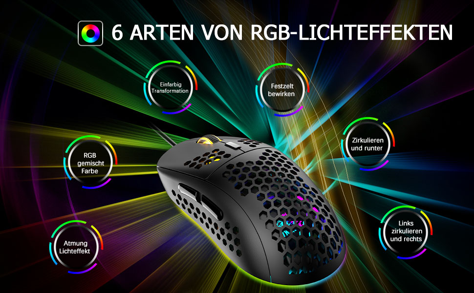 Ігрова клавіатура та миша UK-Layout з підсвічуванням RGB, 62 клавіші, механічна, 6400 DPI (чорний/червоний перемикач)