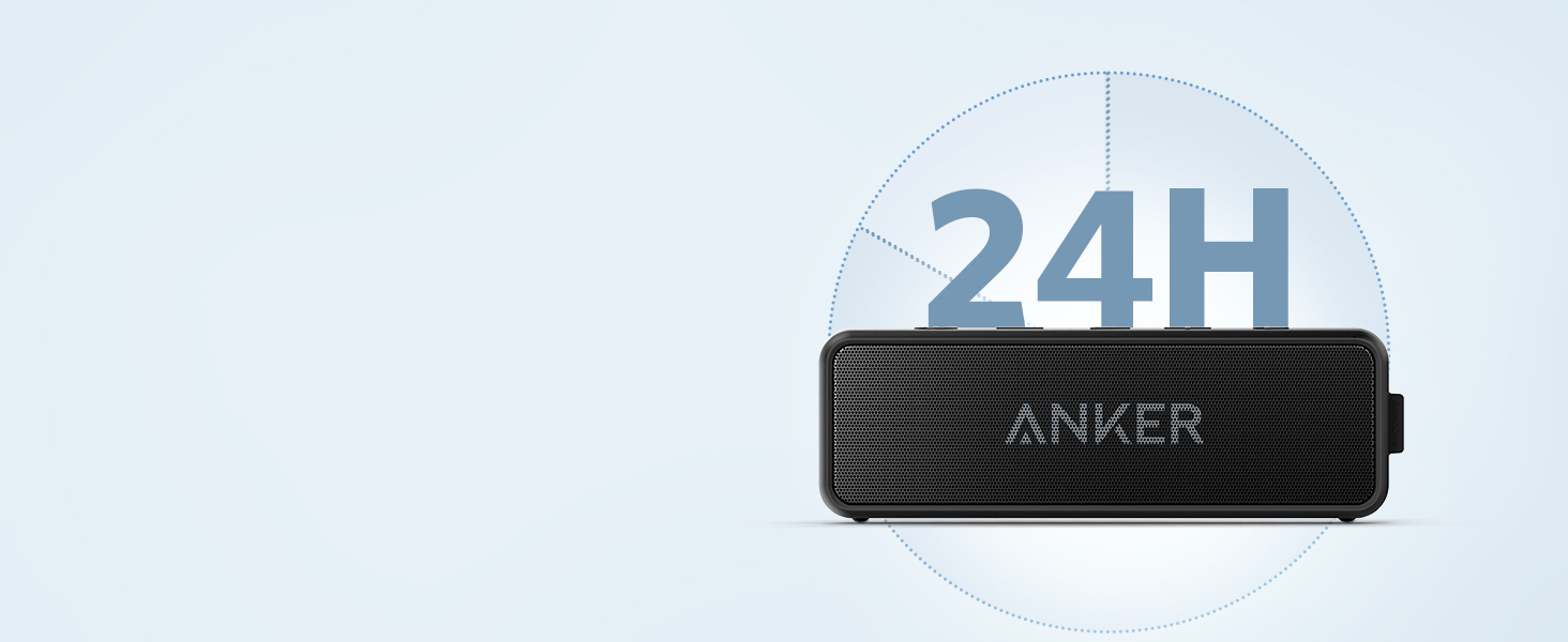 Портативна Bluetooth колонка Anker SoundCore 2, Чорна: потужний звук, глибокий бас, 24 години роботи, водонепроникність IPX7, сумісна з iPhone, Galaxy