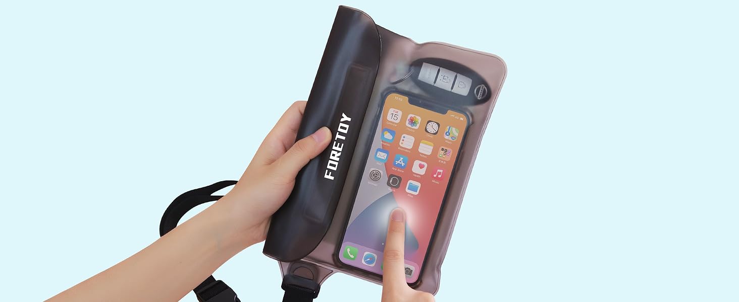 Водонепроникна сумка-чохол на пояс з регульованим ремінцем, IP68, для фотографії, водних видів спорту, пляжу, плавання, риболовлі тощо. Чорний + Сірий