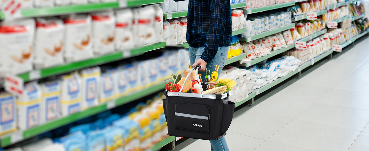 Складаний велосипедний кошик COFIT з бічними кишенями (чорний)