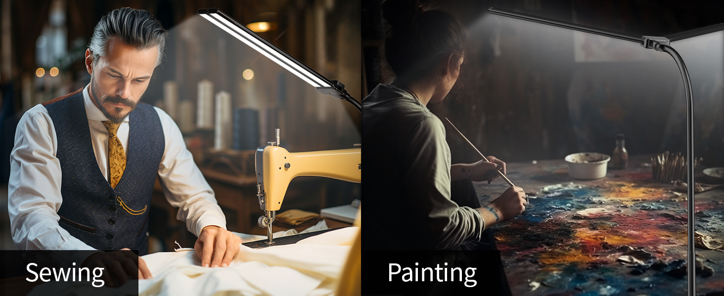 LED настільна лампа Rigors 60см з регулюванням яскравості, 900LM, захист очей, 5 кольорів, 10 рівнів яскравості, гнушкий 360° «лебединий» шийка, для офісу та дому