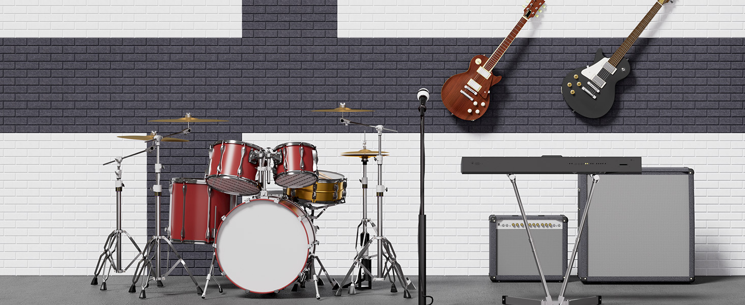 Акустичні панелі TONOR під цеглу самоклеючі, 18 шт. (30x30x0,9 см), звукопоглинаючі панелі для шумоізоляції та декору стін, темно-сірі