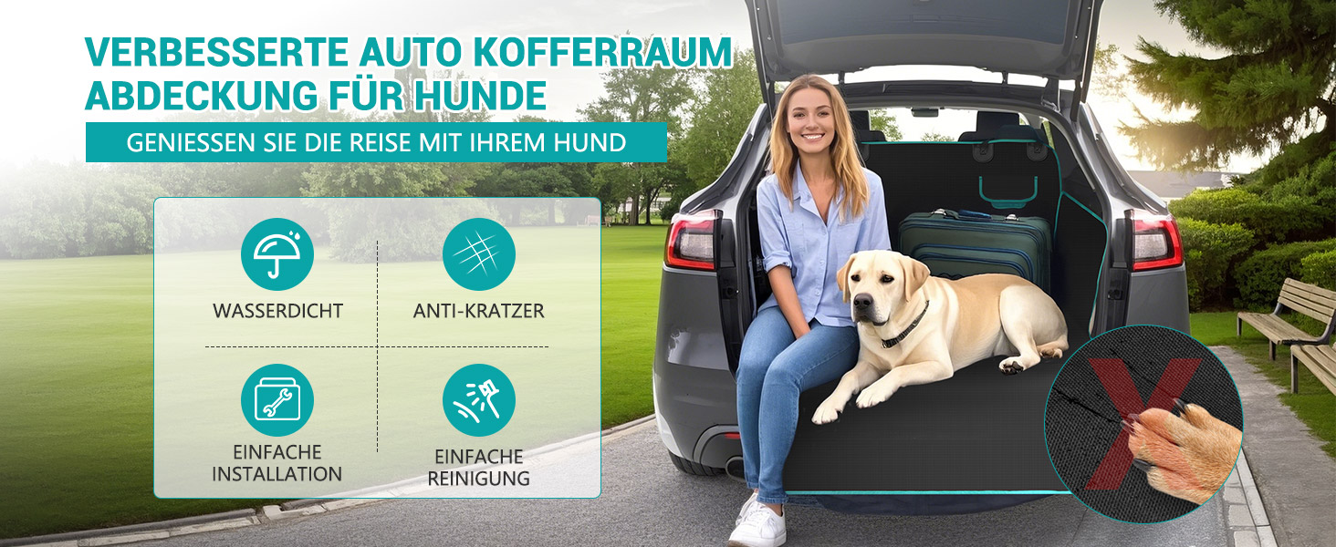 Захист для багажника автомобіля для собак з боковими та захистом краю завантаження, універсальний 185x102 см, 600D, водонепроникний, стійкий до подряпин, килимок для багажника для собак, покривало для автомобіля, SUV, Van (Блакитний)