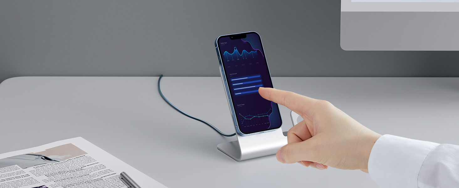 Бездротовий зарядний пристрій JSAUX MagSafe 15W, сумісний з iPhone 17 Air Pro Max, iPhone 16/15/14/13/12, AirPods 3/2, блакитний