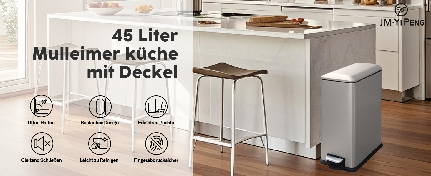 Трюмний сміттєвий бак для кухні, 45л, нержавіюча сталь, з кришкою та внутрішнім відром, зелений
