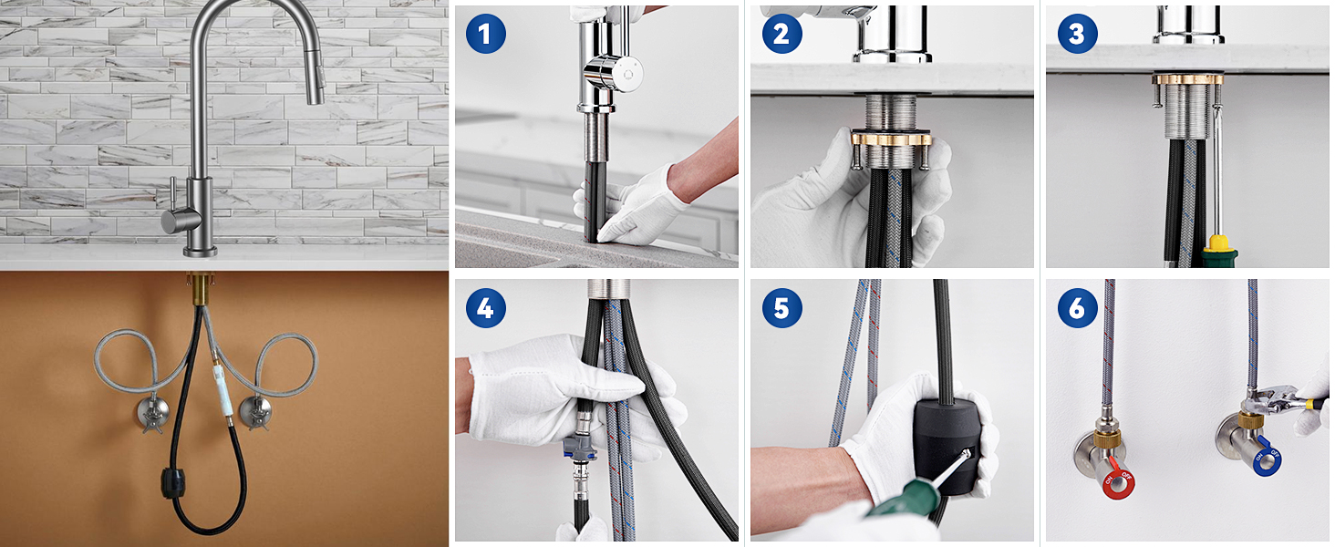 Кухонний змішувач Wasserhahn з висувною лійкою, поворотний на 360°, 2 функції, однорідний, для кухні (сірий)