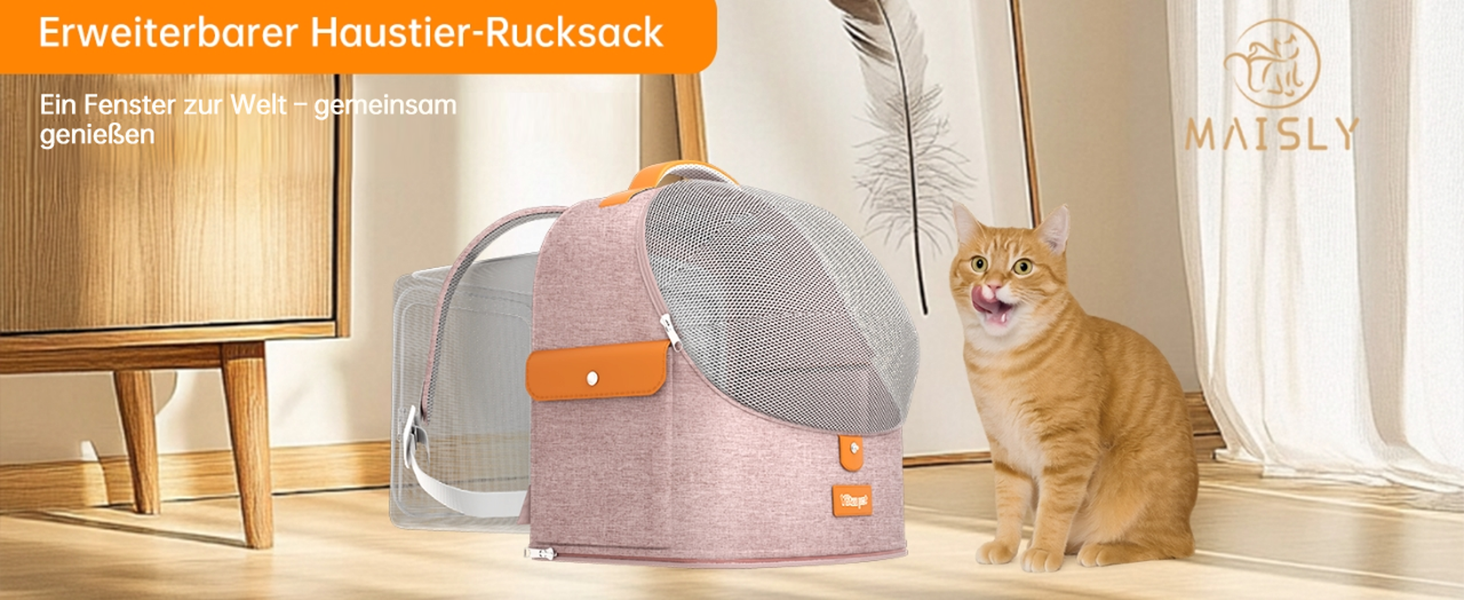 Розширюваний рюкзак для кота - рюкзак-переноска для тварин з дихаючим 4D-сіткою, для собак та котів до 12 кг (Рожевий)
