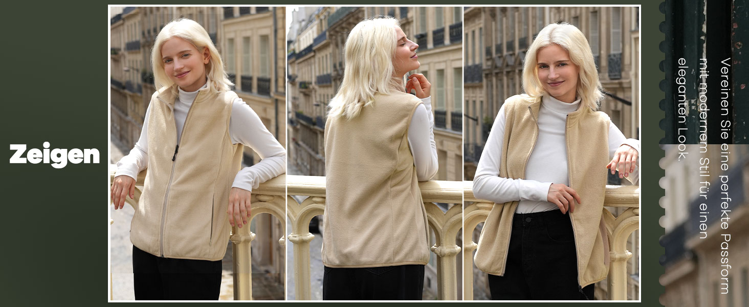 Жіноча флісова жилетка Fuinloth, легка, без рукавів, зі стійким коміром та кишенями на блискавці, XL, армійний зелений