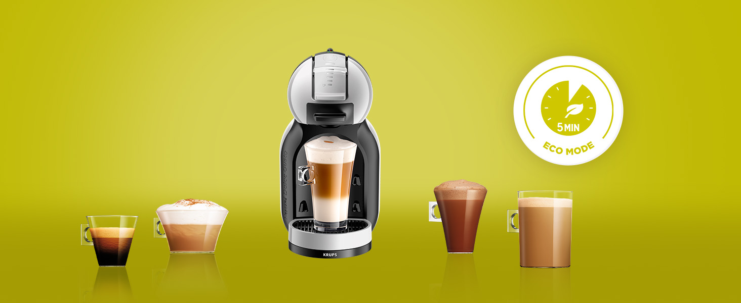 Кавомашина NESCAFÉ Dolce Gusto Mini Me від Krups, чорна/антрацитова, KP1238. Автоматична капсульна кавомашина з 15 Bar тиском, об'єм резервуару 0,8 л, режим Eco. Приготування гарячих та холодних напоїв.