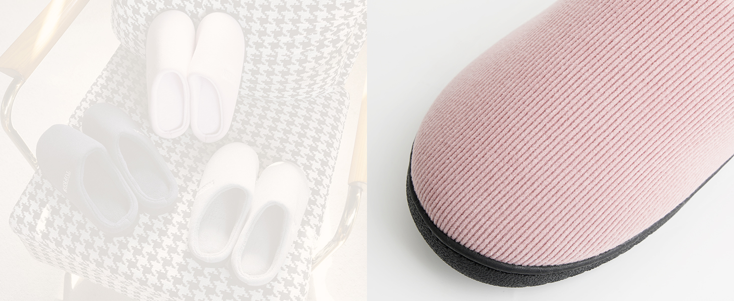 Теплі домашні тапочки Tofern для жінок та чоловіків. М'які, легкі, з піною Memory, бавовна, смугасті, неслизькі, комфортні, для осені та зими, 42/43 EU, рожеві