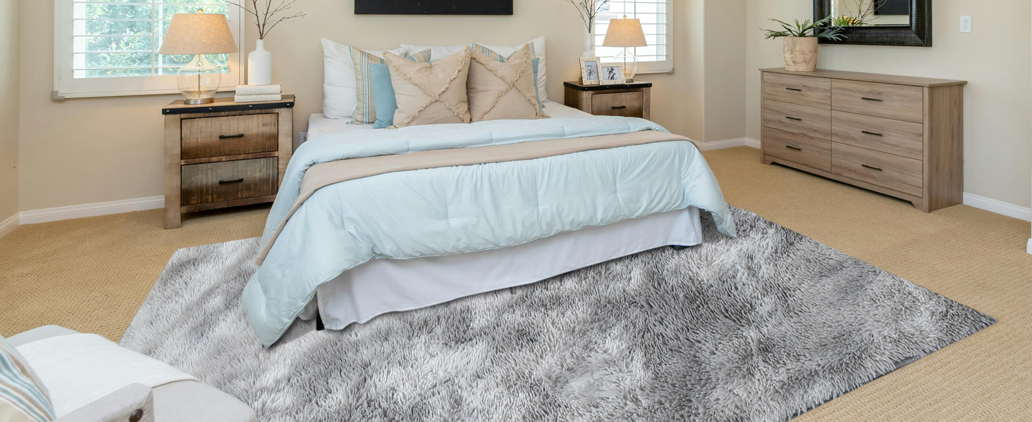 Килимок для вітальні та спальні Gsogcax, 120 x 160 см, сірий, пухнастий, з антиковзаючим покриттям, супер м'який, великий, для дому, сучасний декор, килим на підлогу