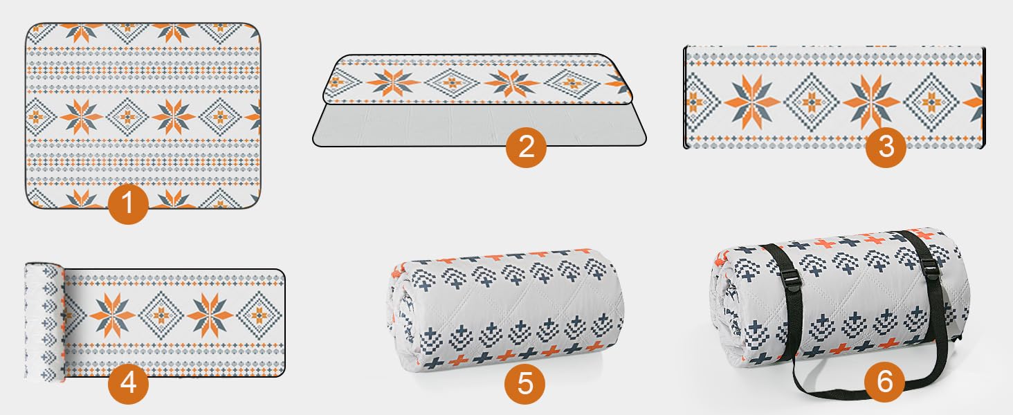 Плед для пікніка 200x200 см водонепроникний, пральний, антипісочний - килимок для пляжу, кемпінгу, 4-6 осіб, з ручкою для перенесення