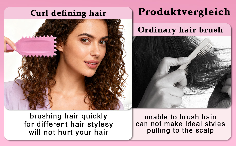 Щітка для завивки волосся Lockenbürste, рожева | Щітка для створення локонів, розплутування волосся для жінок