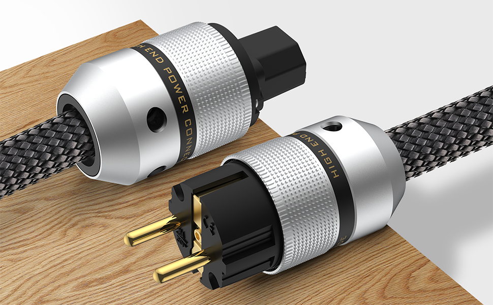 Hi-Fi мережевий кабель Tertullus E820 High-End для аудіо техніки, роз'єми Schuko та C15, 1 м