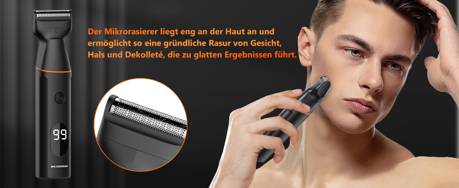 Електричний чоловічий триммер 4-в-1 для тіла, обличчя та інтимної зони (чорний)