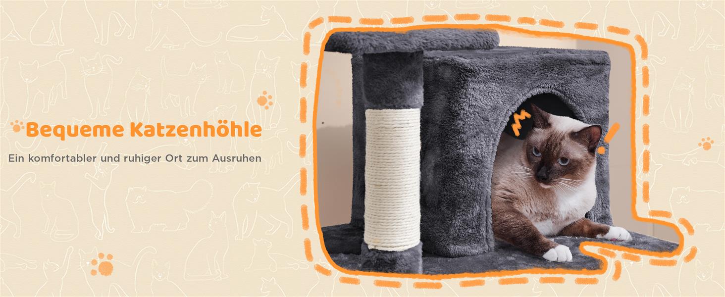 Котячий будиночок Yaheetech 159 см: стабільний котячий комплекс з будиночками та платформами, ігровий дім для котів, темно-сірий