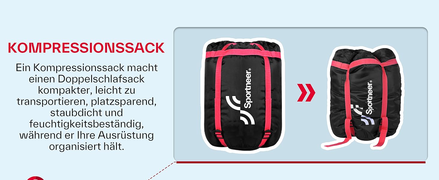 Сплячий мішок Outdoor Sportneer для 2 осіб, 3 сезони, 220x150 см, 2.75 кг, з 2 подушками, для дорослих, оранжевий (без фланелевої підкладки)