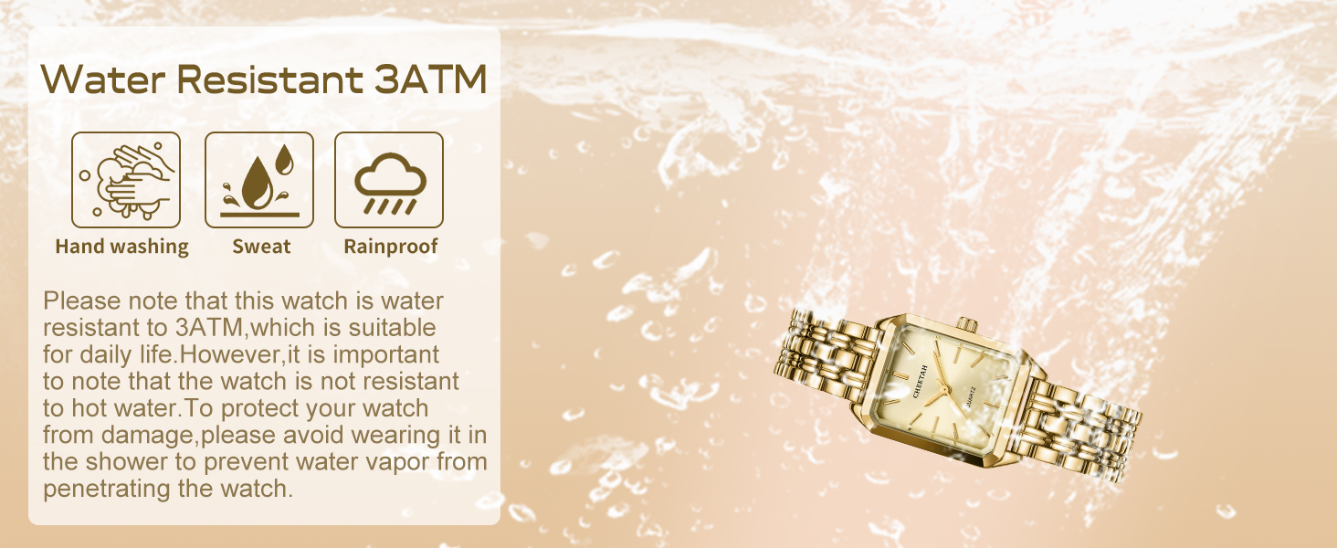 Жіночий наручний годинник CHEETAH Gold — вінтажний прямокутний кварцовий годинник зі сталевим браслетом, водонепроникний, золотий з білим циферблатом