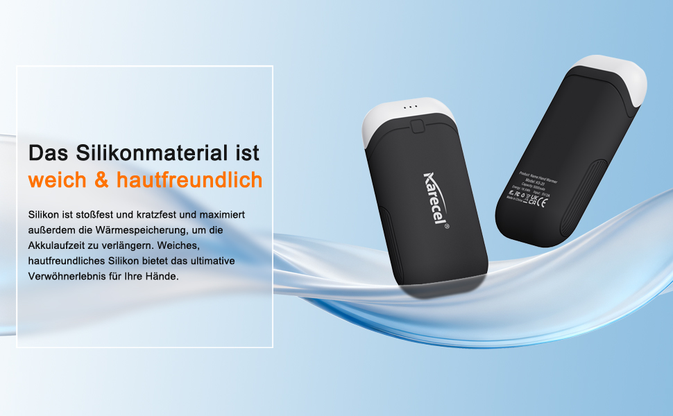 Електричні грілки для рук Karecel 2 шт. - USB перезаряджувані, 10000mAh, для кемпінгу, гольфу, на вулицю (блакитні)