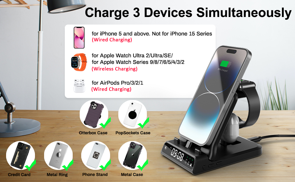 Зарядний стан для Apple SwanScout 701A: iPhone, Apple Watch, AirPods. 3 в 1