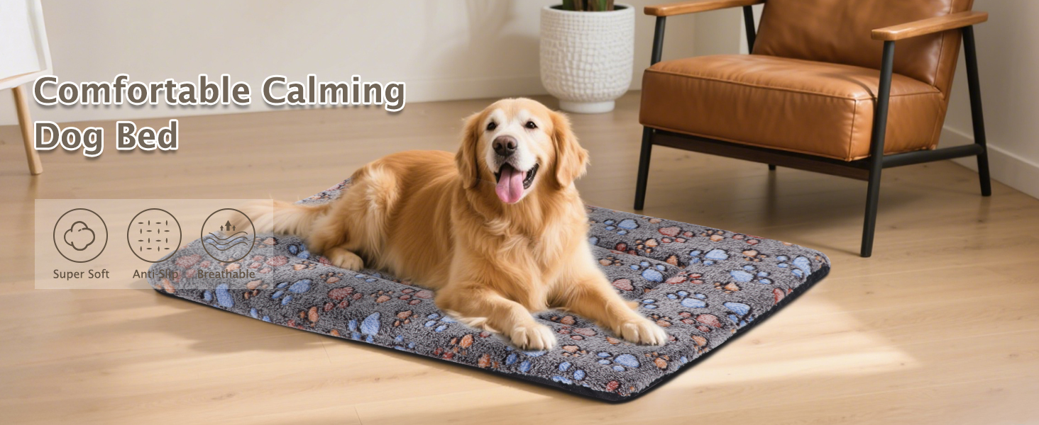 Ортопедичний лежак для собак BVAGSS, миючий килимок, плюшеве ліжко для собак. М'який та теплий лежак для собак маленьких, середніх та великих порід, неслизьке дно. Розмір 60x45 см, колір Кофе Paw. Модель XH083