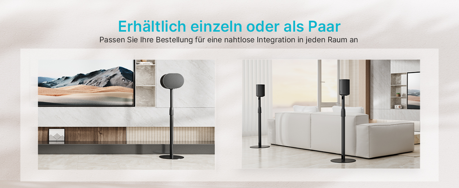 Підлогові стійки для колонок, сумісні з SONOS Era 300 та Era 100, чорні, 2 шт. (до 108 см, 5 кг)