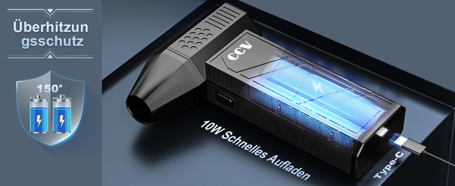 Електричний пилосос для чищення CCV з акумулятором 3000mAh, 3 швидкості, щітка, зарядка Type-C, для ПК, авто, дивану (Чорний)