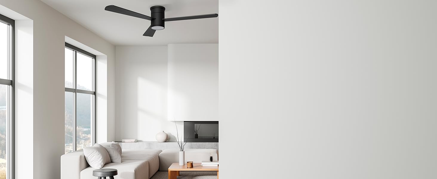 Стеляний вентилятор Noaton® Fornax Weiß з підсвічуванням, діаметр 132 см, DC двигун 40 Вт, регульоване LED-модуль 22 Вт, 3 колірні температури, пульт дистанційного керування, таймер, потік повітря до 185 м³/хв (Zoya BB)