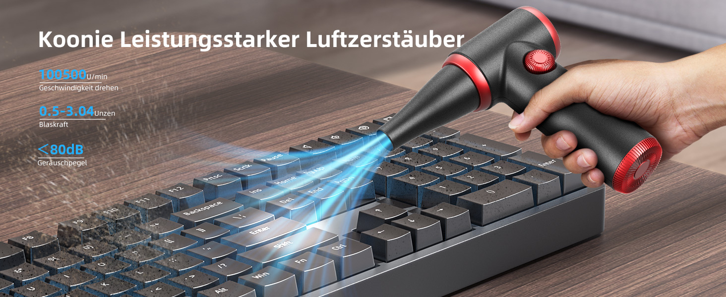 Електричний повітряний пилосос Koonie, набір для чищення CD09, з LED-підсвічуванням, для ноутбуків та ПК