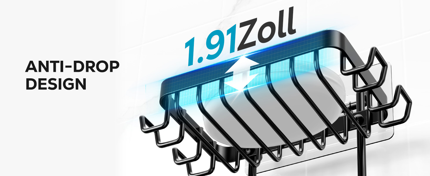 Підставка для мила на 2 рівні від Nieifi з водовідведенням, нержавіюча сталь, без свердління для душової кабіни, чорна