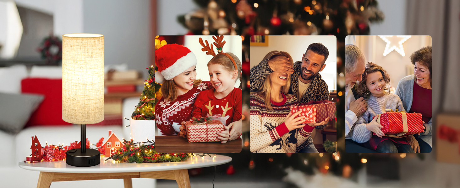 Настільна лампа Kakanuo з торшером, USB-порт, регулювання яскравості, тканинний абажур, для спальні, вітальні, дитячої кімнати, офісу (з лампочкою), білий/бежевий