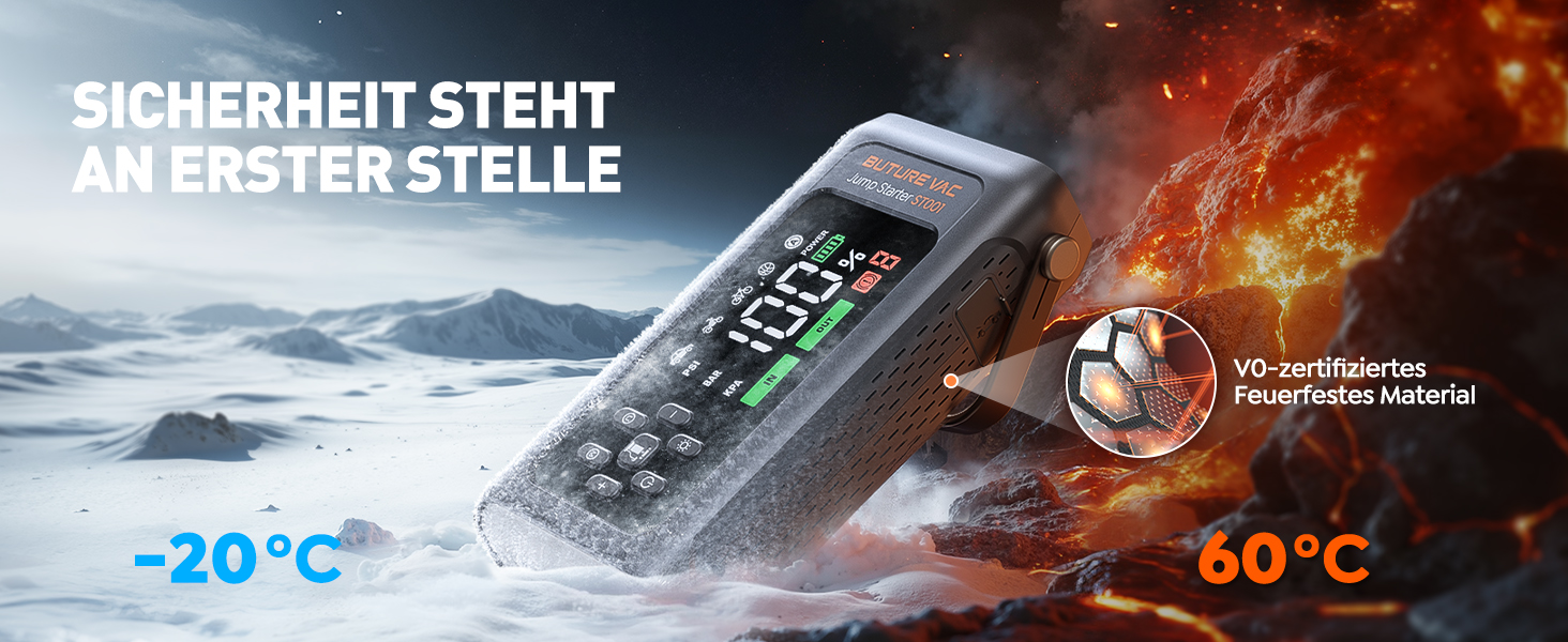 Powerbank Starthilfe 5000A з компресором 150PSI: акумулятор для авто 12V, бустер, аварійний старт, ліхтарик, рукавички