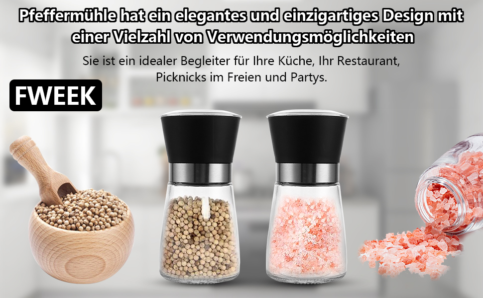 Набір з 8 мельниць для солі та перцю, ручні, з регульованим керамічним жорном, 13.5X6.4 см, прозорі, для різних спецій