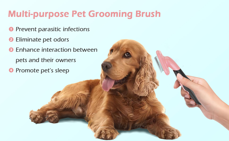 Щітка для догляду за шерстю собак, м'яка, для видалення шерсті, підходить для маленьких собак, цуценят, Йоркширських тер'єрів, пуделів, кроликів, котів (рожева)