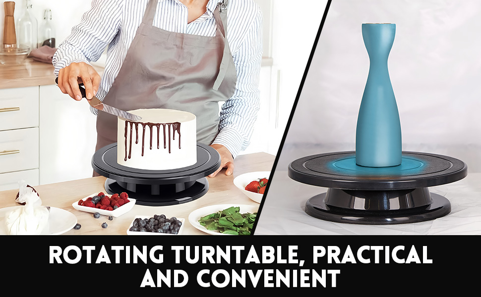 Обертова платформа для тортів Yeemeen 27см, професійний торт-дрот, чорний, антиковзаюча, для випікання тортів, для кухні