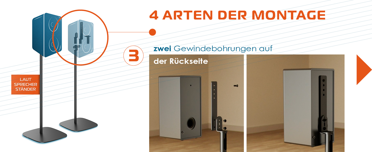 Підставка для колонок Xantron® 2X, регульована висота до 103 см, з антиковзким покриттям та прихованою прокладкою кабелю, з кріпленням, PREMIUM-USF-2